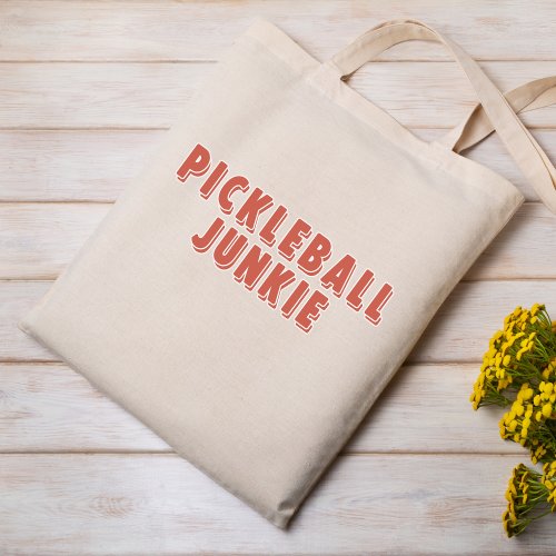 Pickleball Junkie Retro Typography Tote Bag