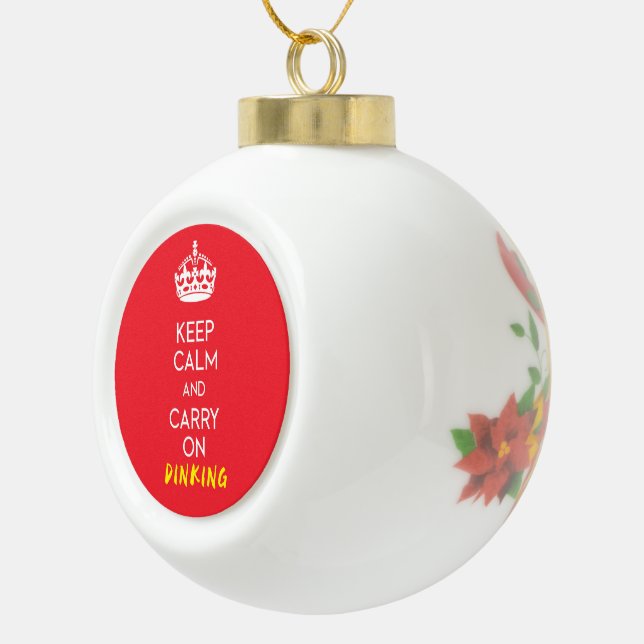 Pickleball Keep calm and carry on Ceramic Ball Christmas Ornament (Right)