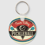 Pickleball Key Chain - Vintage Design at Zazzle