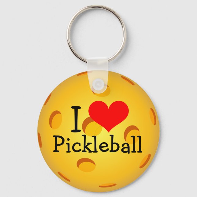 Pickleball Keychain - "I Love Pickleball" (Front)