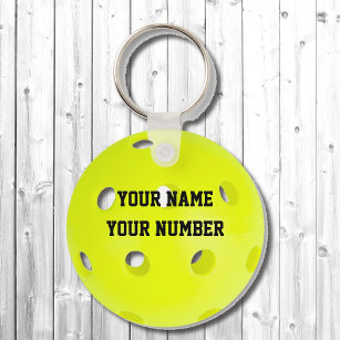 Pickleball Keychain ID Tag YOUR NAME & Number