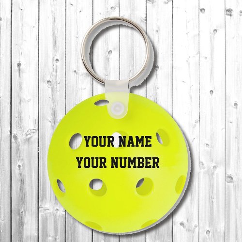 Pickleball Keychain ID Tag YOUR NAME  Number