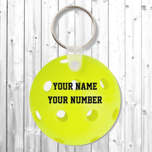 Pickleball Keychain ID Tag YOUR NAME  Number