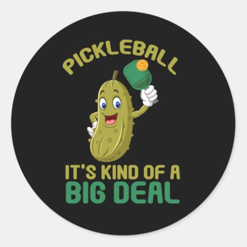 Pickleball Kid Big Deal Pickle Sport Classic Round Sticker