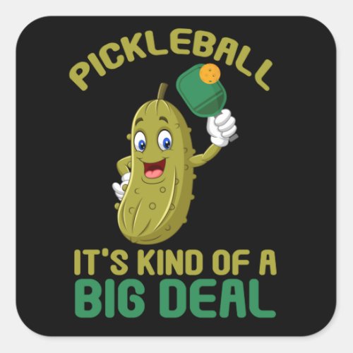 Pickleball Kid Big Deal Pickle Sport Square Sticker
