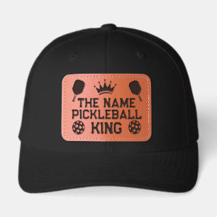 Pickleball King Personalized Name Sports Leather Patch Hat