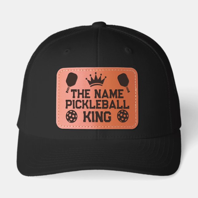 Pickleball King Personalized Name Sports Leather Patch Hat (Front)