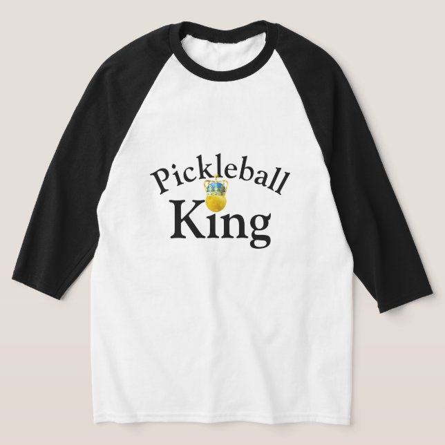 Pickleball King, Yellow Pickleball Wearing A Crown T-Shirt (Laydown)