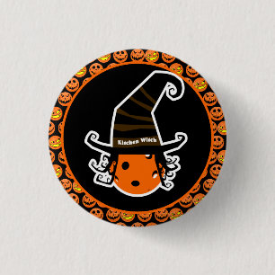 Pickleball Kitchen Witch Cute Pickleball Halloween Button