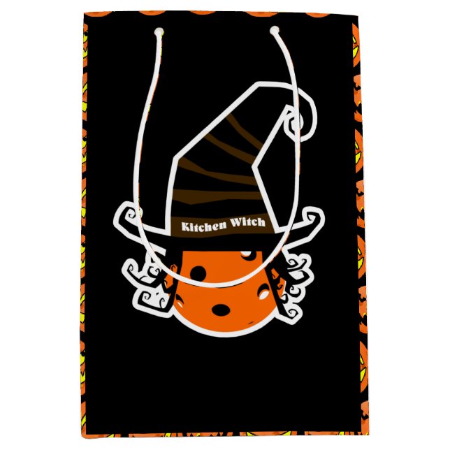 Pickleball Kitchen Witch Cute Pickleball Halloween Medium Gift Bag (Front)