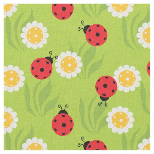 Pickleball ladybugs and daisies custom size fabric