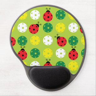 Pickleball ladybugs and picklaballs on fresh green gel mouse pad