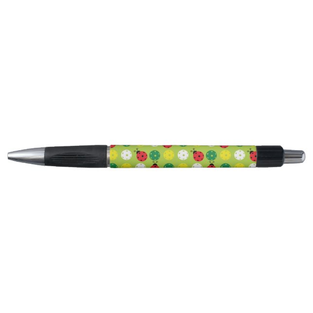 Pickleball ladybugs and pickleballs on fresh green pen (Front)
