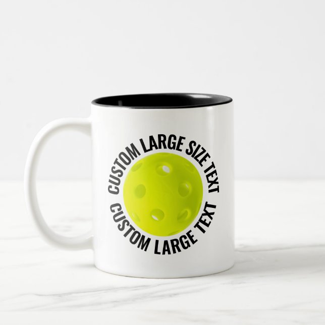 Pickleball & Large Text BLACK 11oz Custom Two-Tone Coffee Mug (Left)