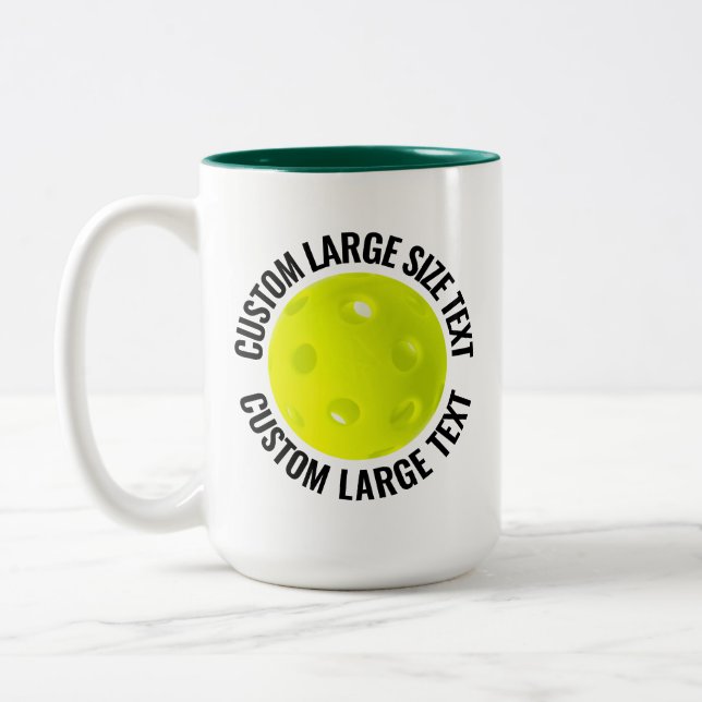 Pickleball & Large Text HUNTER GREEN 15oz Custom Two-Tone Coffee Mug (Left)