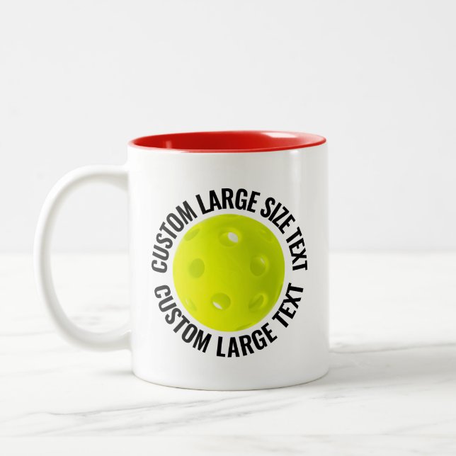 Pickleball & Large Text RED 11oz Custom Two-Tone Coffee Mug (Left)