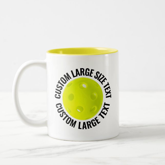 Pickleball & Large Text YELLOW 11oz Custom Two-Tone Coffee Mug (Left)