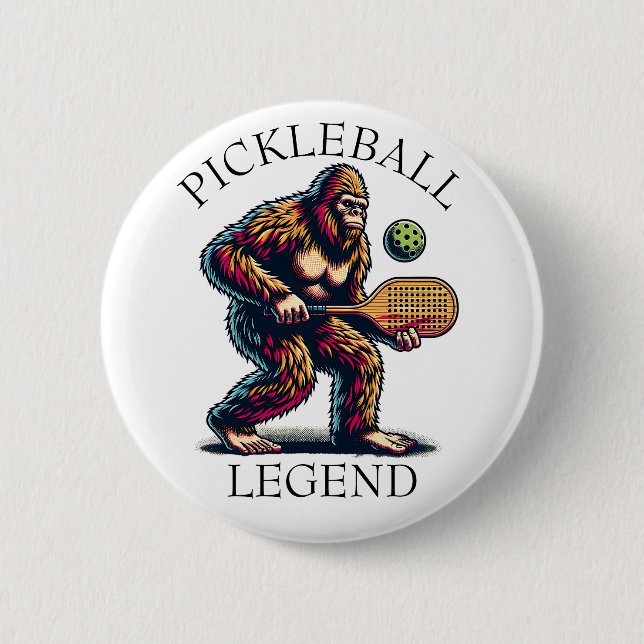 Pickleball Legend | Funny Bigfoot Button (Front)