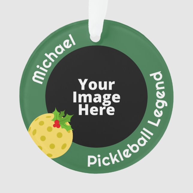 Pickleball Legend Personalized Photo Christmas Ornament (Front)
