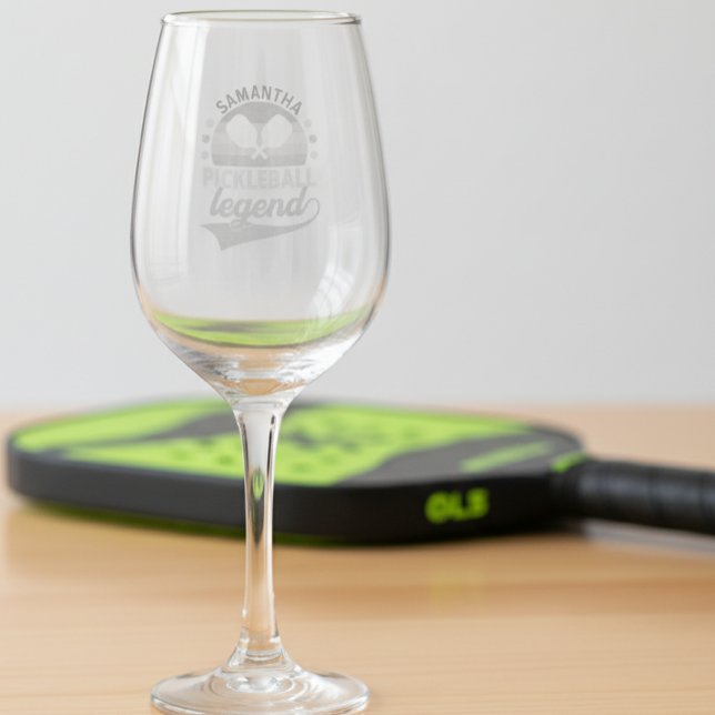 Pickleball Legend Personalized  Wine Glass (Creator Uploaded)