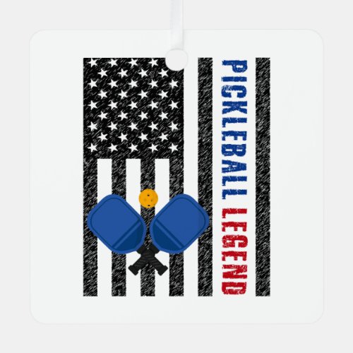 Pickleball Legend USA Metal Ornament