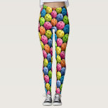 Pickleball Leggings<br><div class="desc">A fun colorful pair of leggings for pickleball lovers. This design has a colorful assortment of pickleballs in colors or fuchsia,  yellow,  blue,  orange and green on a black background. You can change the size of the pickleball pattern if you click the personalize button.</div>