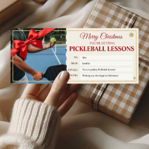 Pickleball Lessons Christmas Gift Certificate Card