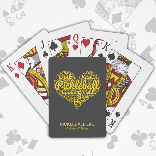 Pickleball Life Word Art Typography Custom Text Poker Cards