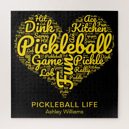 Pickleball Life Word Art Typography Personalized Jigsaw Puzzle