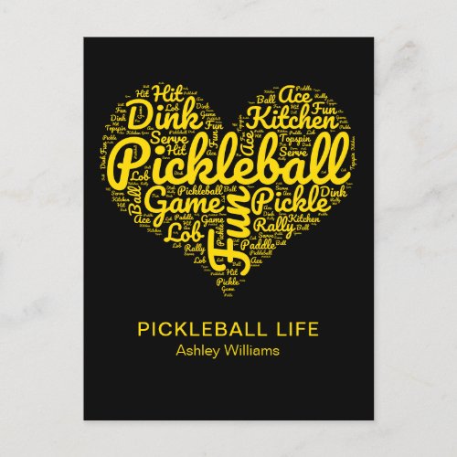 Pickleball Life Word Art Typography Personalized Postcard