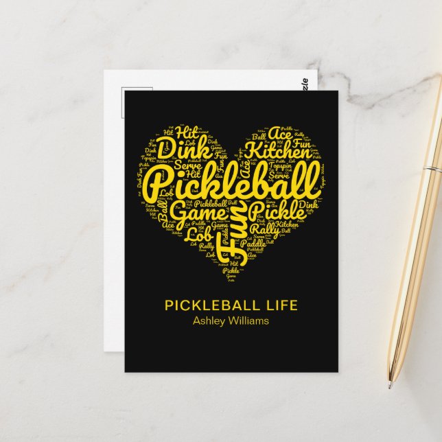 Pickleball Life Word Art Typography Personalized Postcard (Front/Back In Situ)
