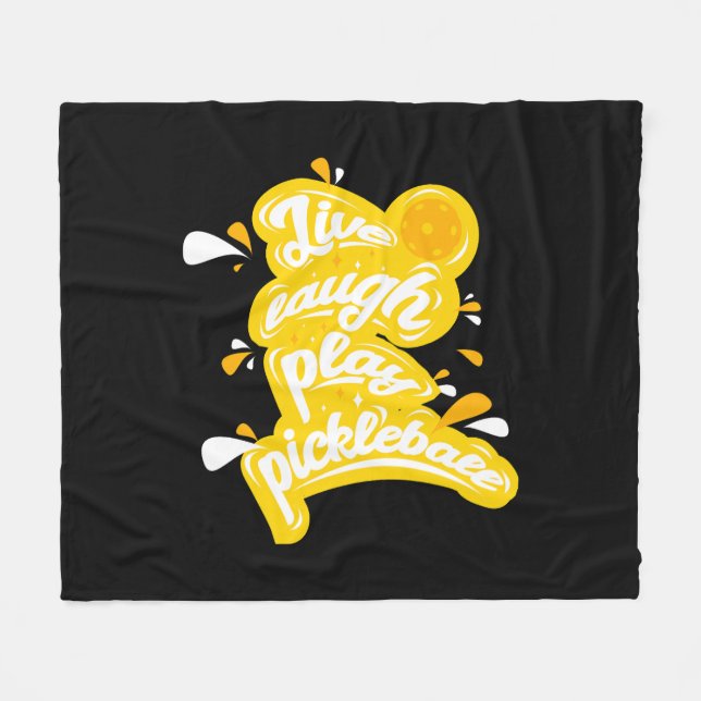 Pickleball - Live Laugh Play Pickleball Fleece Blanket (Front (Horizontal))