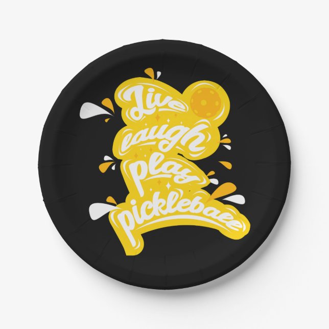 Pickleball - Live Laugh Play Pickleball Paper Plates (Front)