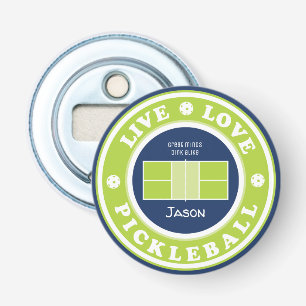 Pickleball: live, love, pickleball, custom text bottle opener