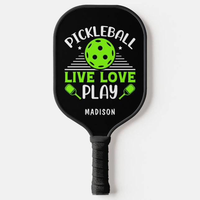 Pickleball Live Love Play Typography Name Paddle (Front)