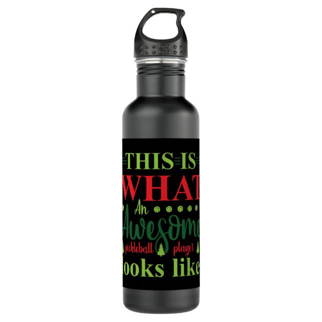 Pickleball Looks Like Black Sports Stainless Steel Water Bottle (Front)