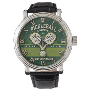 Pickleball Lounge Vintage Rustic Paddle Watch