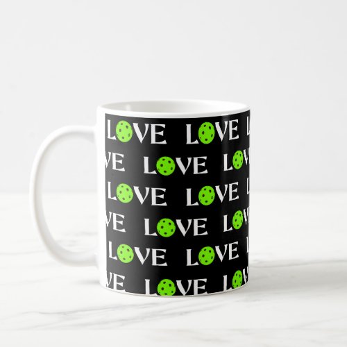 Pickleball Love Bright Green Pickleball Valentine Coffee Mug
