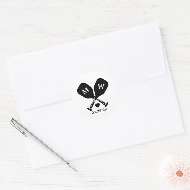 Pickleball Love Classic Round Sticker (Envelope)