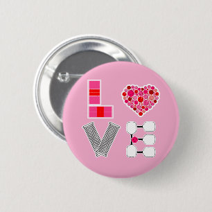 Pickleball Love Heart Court Balls Paddles Pink Red Button