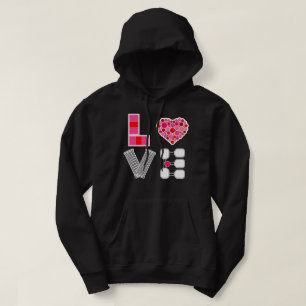 Pickleball Love Heart Court Balls Paddles Pink Red Hoodie