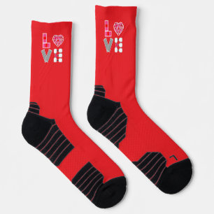 Pickleball Love Heart Court Balls Paddles Red Pink Socks