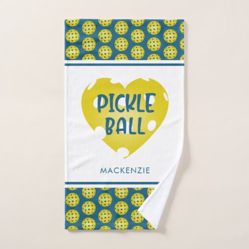 Pickleball Love Heart Custom Color Personalized Hand Towel