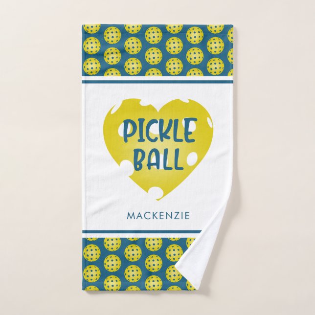 Pickleball Love Heart Custom Color Personalized Hand Towel (Hand Towel)