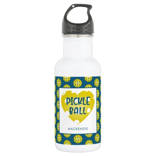 Pickleball Love Heart Custom Color Personalized Stainless Steel Water Bottle