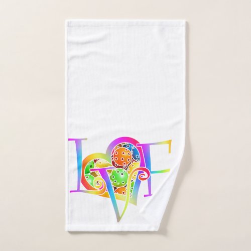 Pickleball Love Heart Filled with Neon Pickleballs Hand Towel