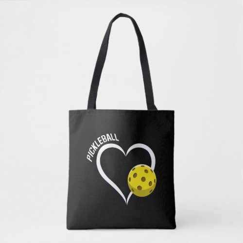 Pickleball Love Heart Tote Bag