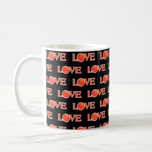 Pickleball Love Orange Pickleball Valentine Dark Coffee Mug
