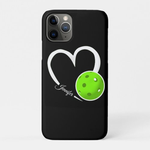 Pickleball Love Personalized White and LIme Green  iPhone 11 Pro Case