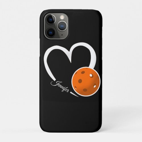 Pickleball Love Personalized White and Orange Ball iPhone 11 Pro Case